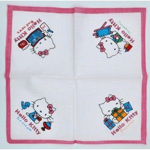 Vintage Hello Kitty Cotton Cloth Napkin Handkerchief Pink - 1980s NOS - New!